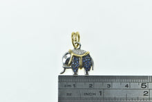 Load image into Gallery viewer, 18K Pave Sapphire Diamond Two Tone Elephant Pendant White Gold