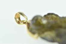 Load image into Gallery viewer, 18K Chinese Carved Moldavite Dragon Statement Pendant Yellow Gold