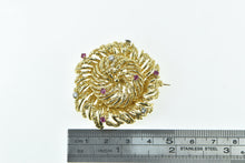 Load image into Gallery viewer, 18K Vintage Tiffany &amp; Co Ruby &amp; Diamond Swirl Twist Pin/Brooch Yellow Gold