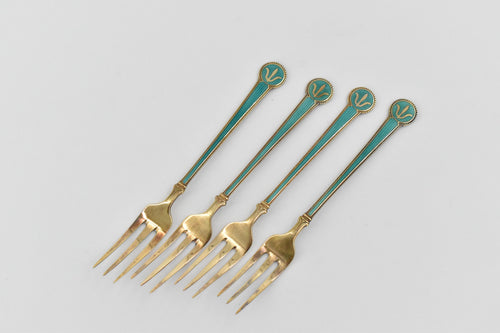 Sterling Silver David Andersen Enamel Fork Set