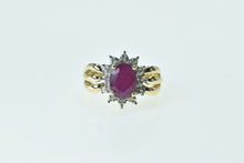 Load image into Gallery viewer, 14K Oval Natural Ruby Diamond Halo Statement Ring Yellow Gold