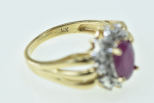 Load image into Gallery viewer, 14K Oval Natural Ruby Diamond Halo Statement Ring Yellow Gold