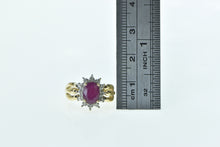 Load image into Gallery viewer, 14K Oval Natural Ruby Diamond Halo Statement Ring Yellow Gold