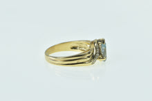 Load image into Gallery viewer, 14K Pear Blue Topaz Diamond Chevron Statement Ring Yellow Gold