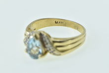 Load image into Gallery viewer, 14K Pear Blue Topaz Diamond Chevron Statement Ring Yellow Gold