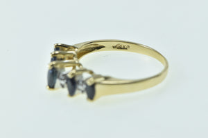 14K Marquise Sapphire Diamond Wedding Band Ring Yellow Gold