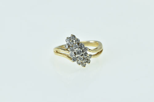 14K Vintage Diamond Freeform Cluster Statement Ring Yellow Gold