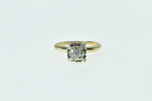 14K 1940's Diamond Squared Cluster Engagement Ring Yellow Gold