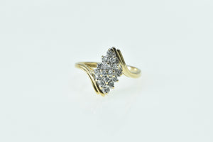 14K Vintage Diamond Squared Cluster Bypass Ring Yellow Gold