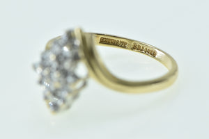 14K Vintage Diamond Squared Cluster Bypass Ring Yellow Gold