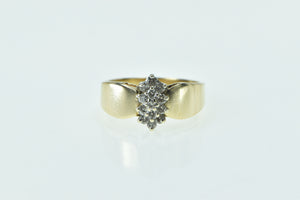 14K Oval Diamond Cluster Vintage Statement Ring Yellow Gold