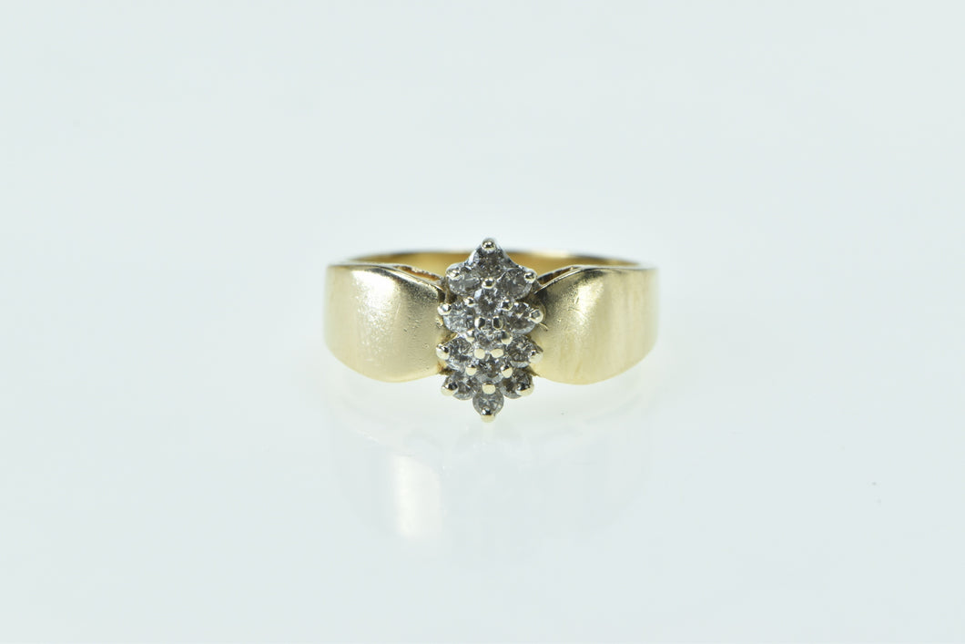 14K Oval Diamond Cluster Vintage Statement Ring Yellow Gold