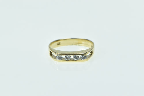 14K Vintage Diamond Squared Stacking Band Ring Yellow Gold