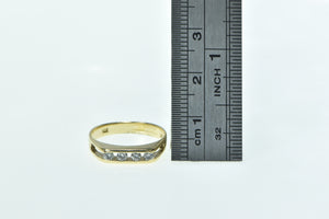 14K Vintage Diamond Squared Stacking Band Ring Yellow Gold