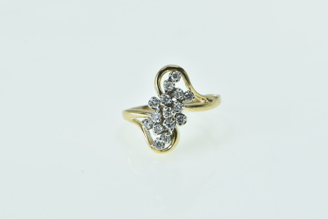 14K 0.30 Ctw Diamond Curvy Cluster Vintage Ring Yellow Gold