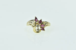 14K Marquise Ruby Diamond Freeform Cluster Ring Yellow Gold