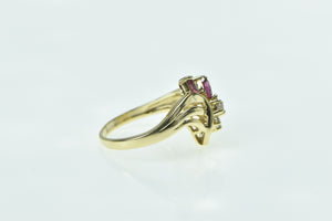 14K Marquise Ruby Diamond Freeform Cluster Ring Yellow Gold