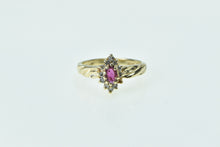 Load image into Gallery viewer, 14K Marquise Ruby Diamond Halo Vintage Ring Yellow Gold