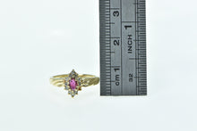 Load image into Gallery viewer, 14K Marquise Ruby Diamond Halo Vintage Ring Yellow Gold