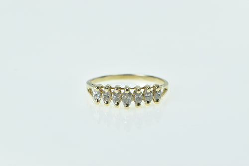 14K Seven Stone Marquise Diamond Vintage Ring Yellow Gold