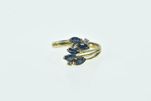 14K Marquise Sapphire Diamond Accent Vintage Ring Yellow Gold