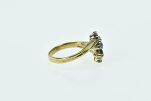 14K Marquise Sapphire Diamond Accent Vintage Ring Yellow Gold