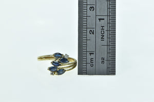 14K Marquise Sapphire Diamond Accent Vintage Ring Yellow Gold