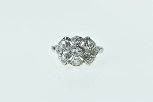 Platinum 1930's 0.25 Ctw Diamond Bow Engagement Ring