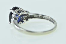 Load image into Gallery viewer, 10K Oval Syn. Sapphire Diamond Accent Vintage Ring White Gold