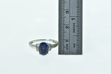 Load image into Gallery viewer, 10K Oval Syn. Sapphire Diamond Accent Vintage Ring White Gold