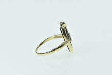 Load image into Gallery viewer, 10K Oval Black Onyx Wavy Diamond Leaf Overlay Ring Yellow Gold