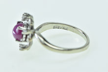 Load image into Gallery viewer, 14K 1960&#39;s Syn. Pink Star Sapphire Diamond Flower Ring White Gold