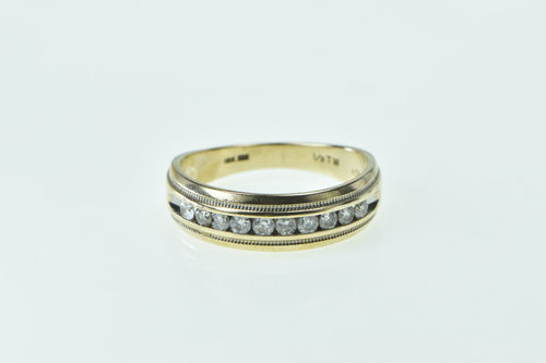 10K 0.40 Ctw Diamond Classic Men's Wedding Band Ring Yellow Gold