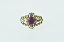 Load image into Gallery viewer, 10K Natural Ruby Diamond Halo Vintage Statement Ring Yellow Gold