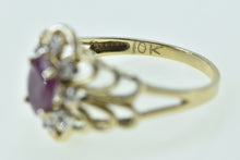 Load image into Gallery viewer, 10K Natural Ruby Diamond Halo Vintage Statement Ring Yellow Gold