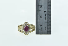 Load image into Gallery viewer, 10K Natural Ruby Diamond Halo Vintage Statement Ring Yellow Gold