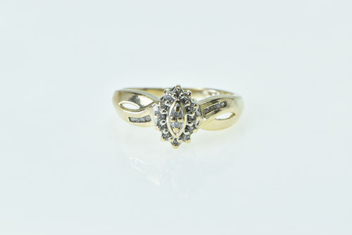 10K Vintage Diamond Cluster Statement Fashion Ring Yellow Gold