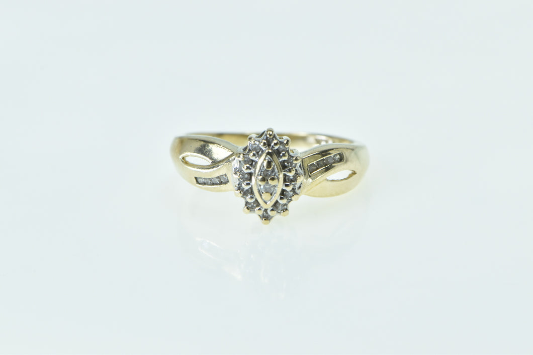 10K Vintage Diamond Cluster Statement Fashion Ring Yellow Gold