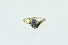 Load image into Gallery viewer, 10K Oval Syn. Alexandrite Diamond Freeform Ring Yellow Gold