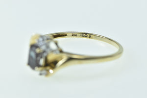 10K Oval Syn. Alexandrite Diamond Freeform Ring Yellow Gold