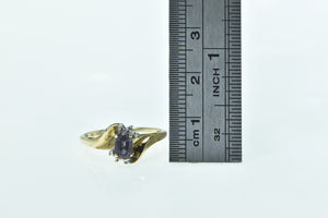 10K Oval Syn. Alexandrite Diamond Freeform Ring Yellow Gold