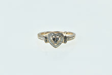 Load image into Gallery viewer, 10K Sapphire Diamond Heart Love Symbol Promise Ring Rose Gold