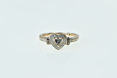 10K Sapphire Diamond Heart Love Symbol Promise Ring Rose Gold