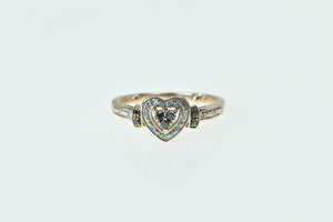 10K Sapphire Diamond Heart Love Symbol Promise Ring Rose Gold