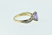 Load image into Gallery viewer, 10K Oval Amethyst Wavy Diamond Freeform Ring Yellow Gold