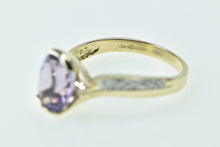 Load image into Gallery viewer, 10K Oval Amethyst Wavy Diamond Freeform Ring Yellow Gold