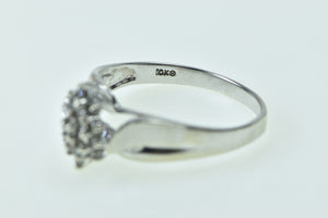 10K Oval Vintage Diamond Cluster Statement Ring White Gold