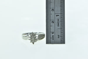 10K Oval Vintage Diamond Cluster Statement Ring White Gold