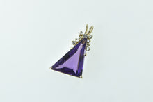 Load image into Gallery viewer, 14K Trillion Amethyst Diamond Accent Statement Pendant Yellow Gold