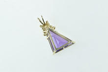 Load image into Gallery viewer, 14K Trillion Amethyst Diamond Accent Statement Pendant Yellow Gold